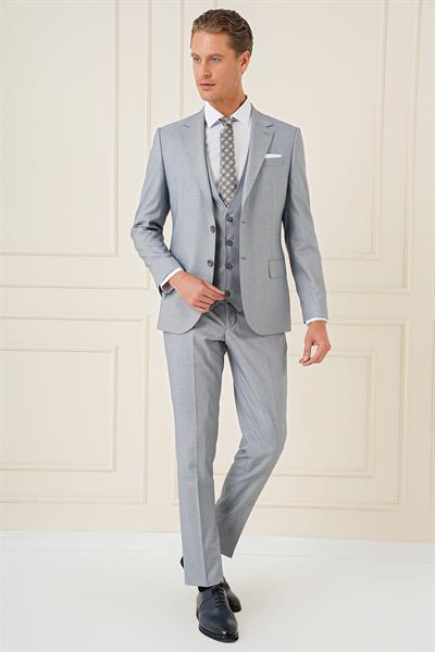 TK 903 Slim Fit Gri Klasik Takım Elbise