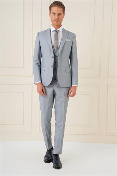 TK 903 Slim Fit Gri Klasik Takım Elbise