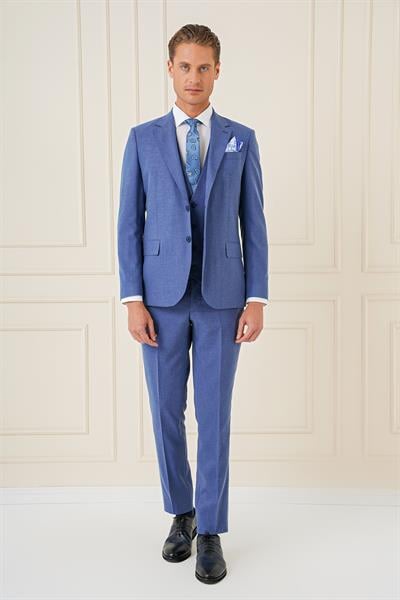 TK 903 Slim Fit İndigo-Mavi Klasik Takım Elbise
