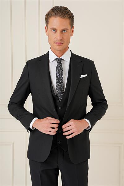 TK 903 Slim Fit Siyah Klasik Takım Elbise