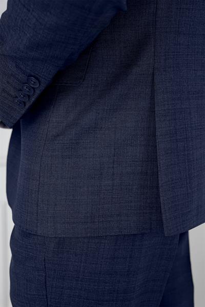 Slim Fit Kırçıllı Dokuma Yünlü Lacivert Yelekli Takım Elbise TK 906