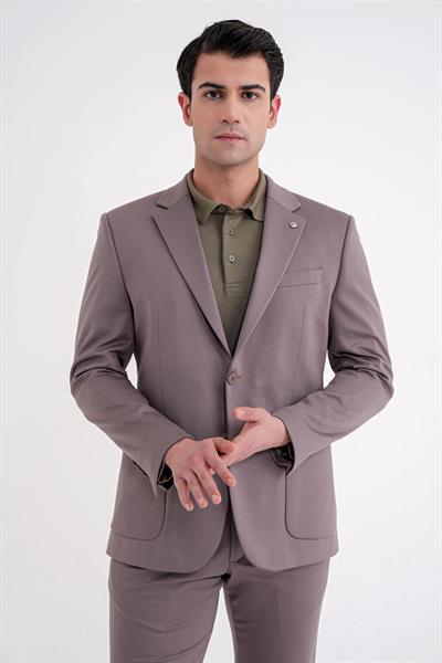 Comfort Fit Mono Yaka Torba Cep Esnek Yünlü Füme Spor Takım Elbise TK 931