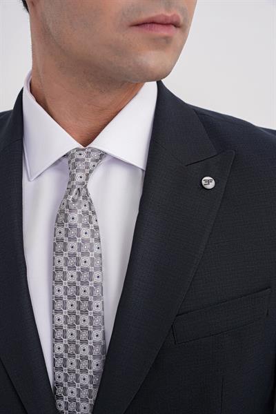 Slim Fit Çift Yırtmaç Sivri Yaka Esnek Lacivert Klasik Takım Elbise TK 939