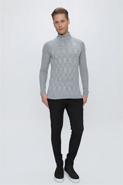 TR 852 Slim Fit Gri Klasik Triko