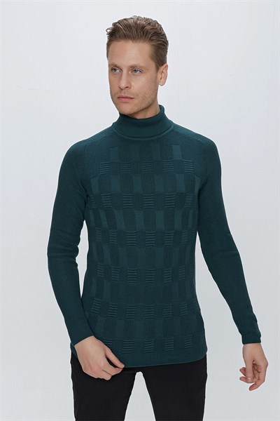 TR 852 Slim Fit Zümrüt Yeşil Klasik Triko