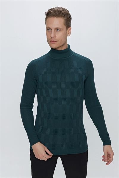 TR 852 Slim Fit Zümrüt Yeşil Klasik Triko