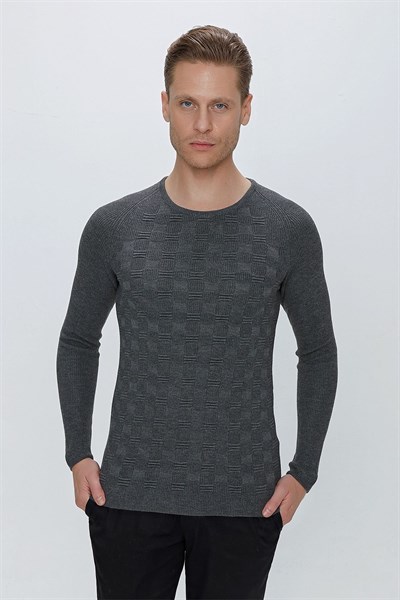 TR 854 Slim Fit Antrasit Klasik Triko