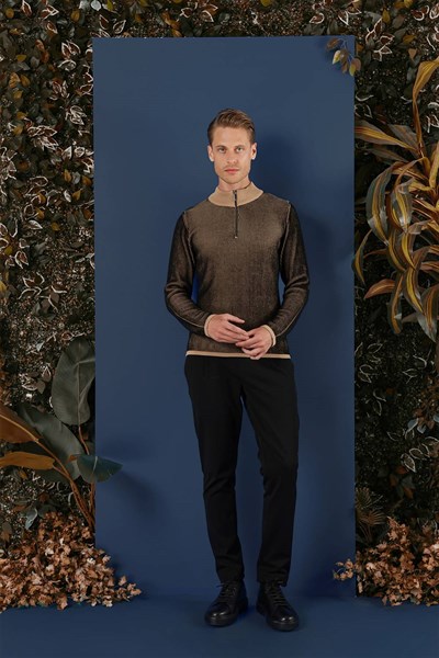 TR 859 Slim Fit Camel Klasik Triko