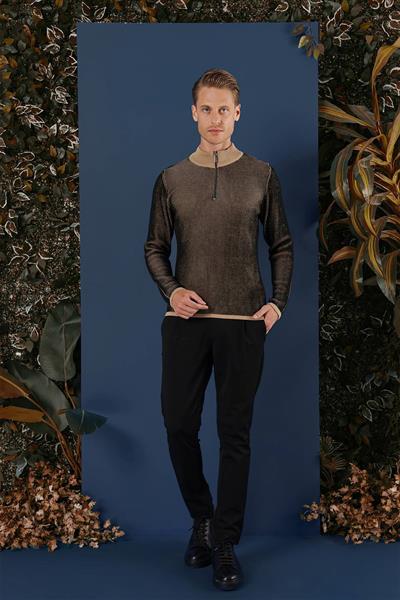 TR 859 Slim Fit Camel Klasik Triko