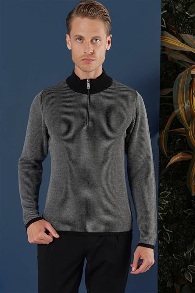 TR 859 Slim Fit Siyah Klasik Triko