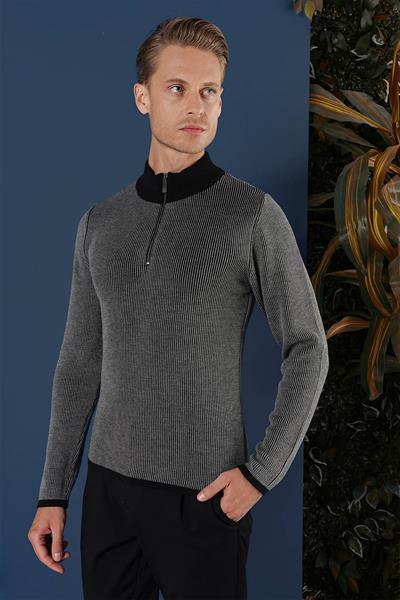 TR 859 Slim Fit Siyah Klasik Triko