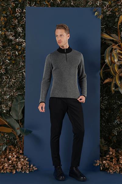 TR 859 Slim Fit Siyah Klasik Triko