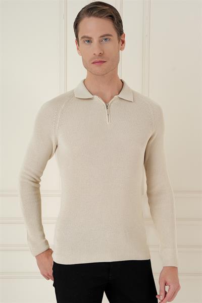 TR 878 TRİKO SLİM FİT BEJ BASİC