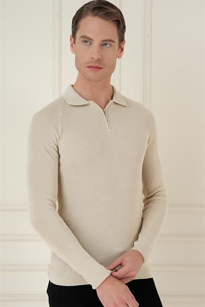 TR 878 TRİKO SLİM FİT BEJ BASİC