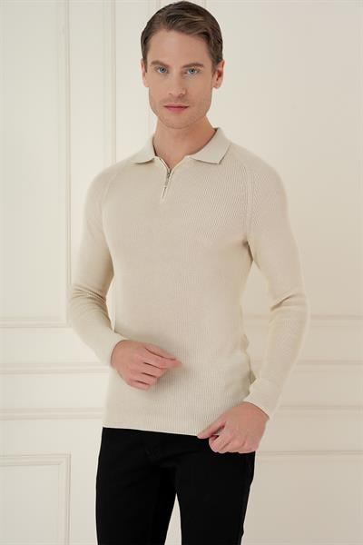 TR 878 TRİKO SLİM FİT BEJ BASİC