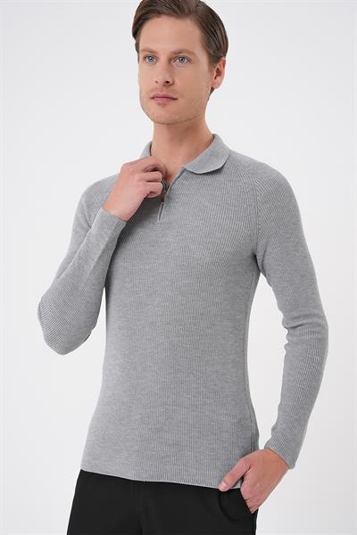 TR 878 TRİKO SLİM FİT GRİ BASİC