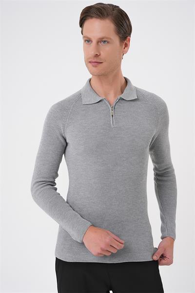 TR 878 TRİKO SLİM FİT GRİ BASİC