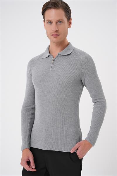 TR 878 TRİKO SLİM FİT GRİ BASİC