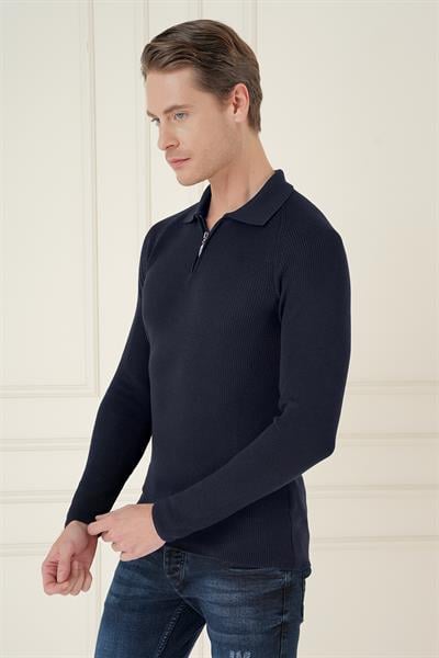 TR 878 TRİKO SLİM FİT LACİVERT BASİC