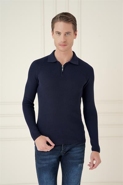 TR 878 TRİKO SLİM FİT LACİVERT BASİC