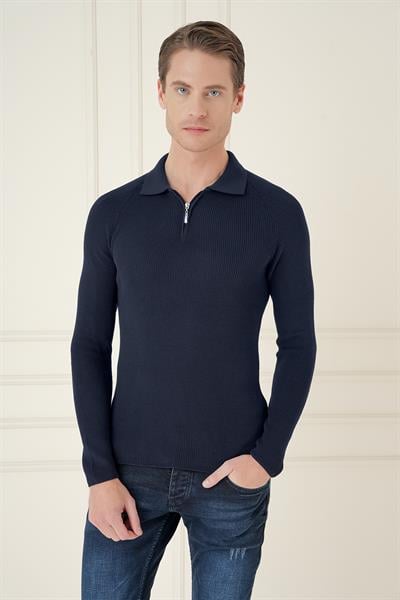 TR 878 TRİKO SLİM FİT LACİVERT BASİC