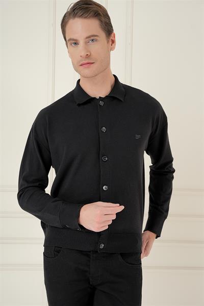 TR 879 Slim Fit Siyah Klasik Triko