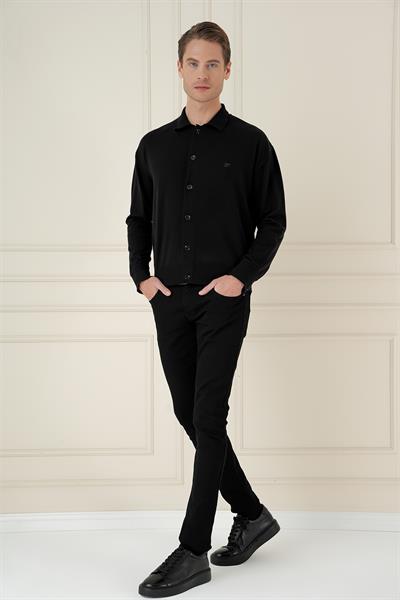 TR 879 Slim Fit Siyah Klasik Triko