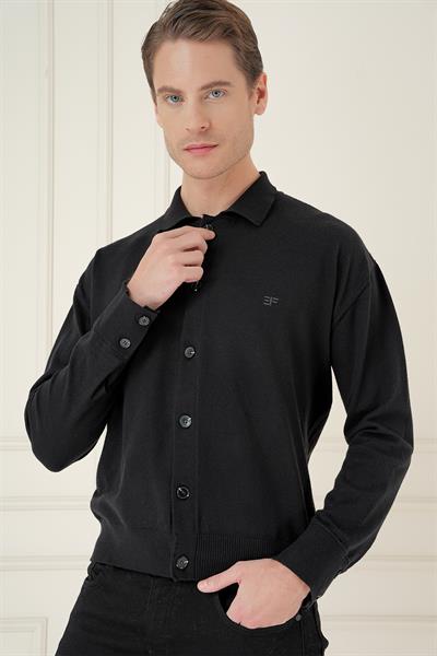 TR 879 Slim Fit Siyah Klasik Triko