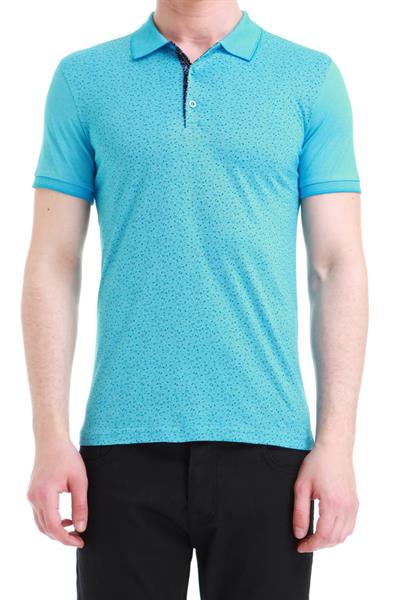 Slim Fit %100 Pamuk Ribanalı Turkuaz Polo Yaka Tişört TS 736