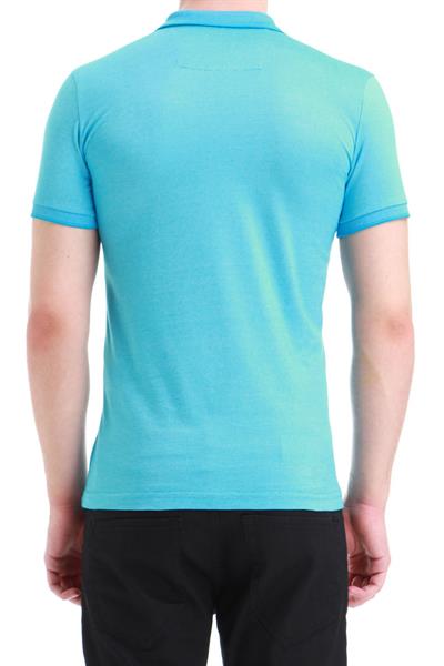 Slim Fit %100 Pamuk Ribanalı Turkuaz Polo Yaka Tişört TS 736
