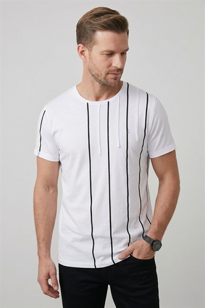 Slim Fit %100 Pamuk Beyaz Spor Tişört TS 770