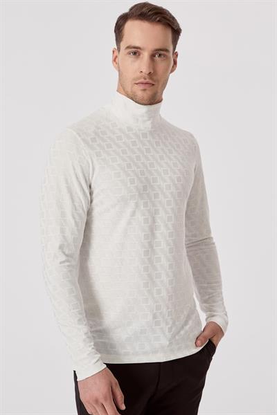 TS 774 Slim Fit Ekru Spor T-Shirt