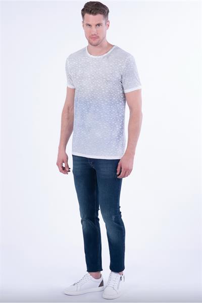 Slim Fit Degrade Desen Bisiklet Yaka Pamuklu Füme Tişört TS 784