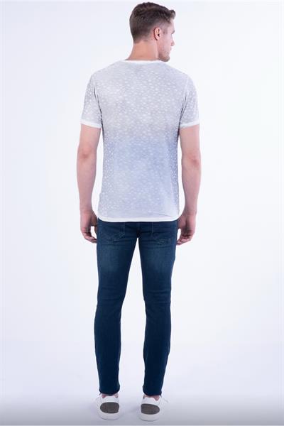 Slim Fit Degrade Desen Bisiklet Yaka Pamuklu Füme Tişört TS 784