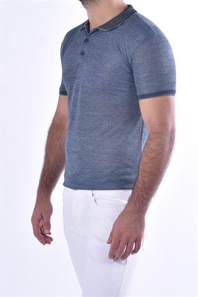 Slim Fit %100 Pamuk Ribanalı Lacivert Polo Yaka Tişört TS 814