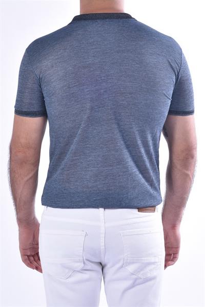 Slim Fit %100 Pamuk Ribanalı Lacivert Polo Yaka Tişört TS 814