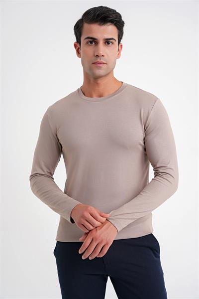 TS 870 T-SHIRT Slim VİZON CASUAL