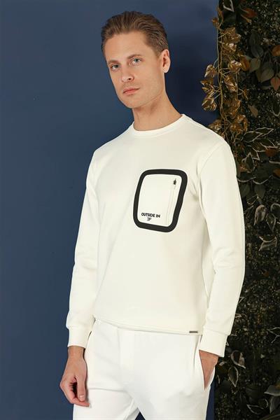 TS 874 Slim Fit Ekru Spor T-Shirt