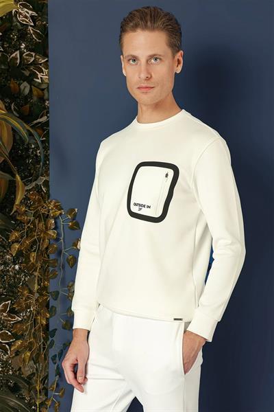 TS 874 Slim Fit Ekru Spor T-Shirt