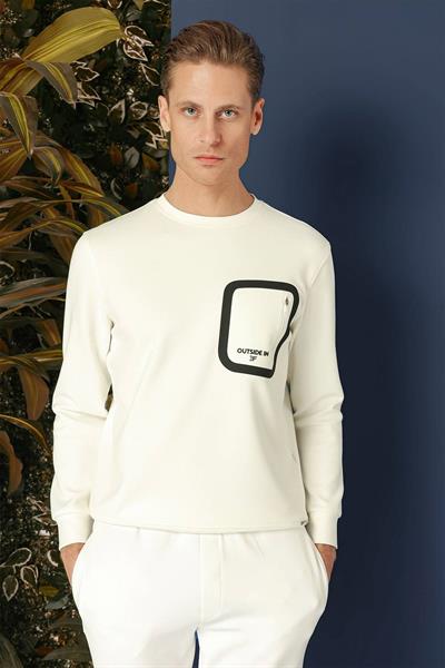 TS 874 Slim Fit Ekru Spor T-Shirt