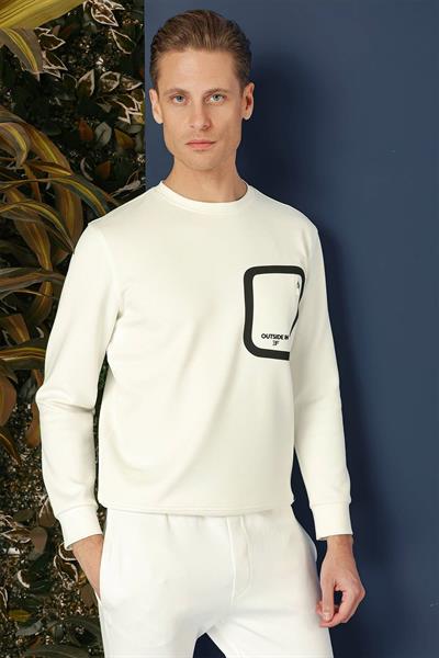 TS 874 Slim Fit Ekru Spor T-Shirt