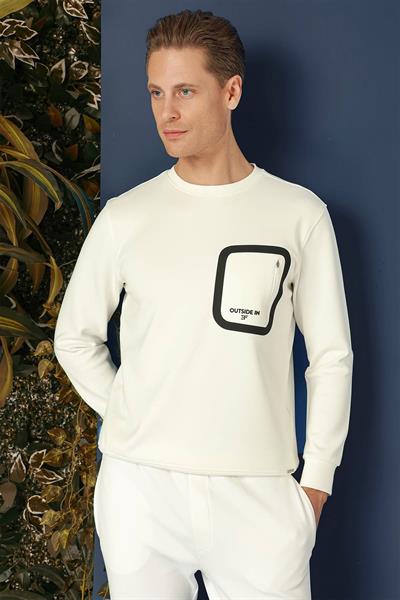 TS 874 Slim Fit Ekru Spor T-Shirt