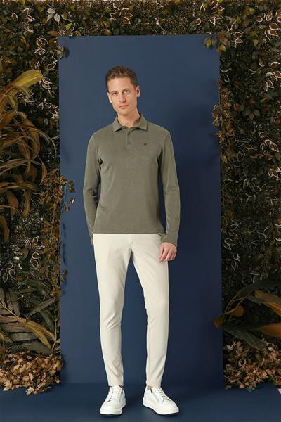 TS 875 Slim Fit Haki Spor T-Shirt