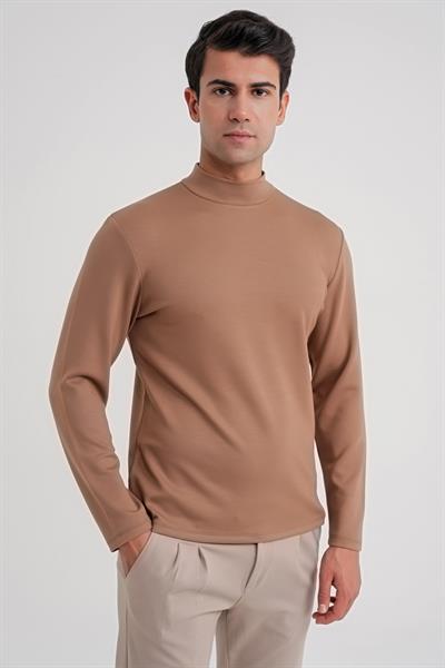TS 894 T-SHIRT Slim VİZON CASUAL