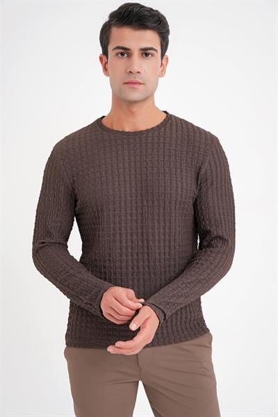 TS 916 T-SHIRT Slim KAHVERENGİ