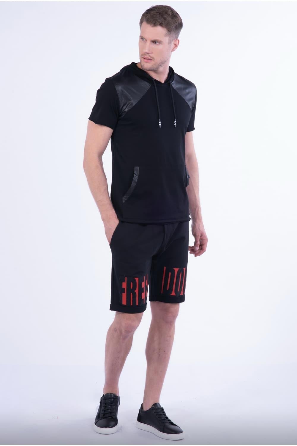 027 Slim Fit Siyah Bermuda