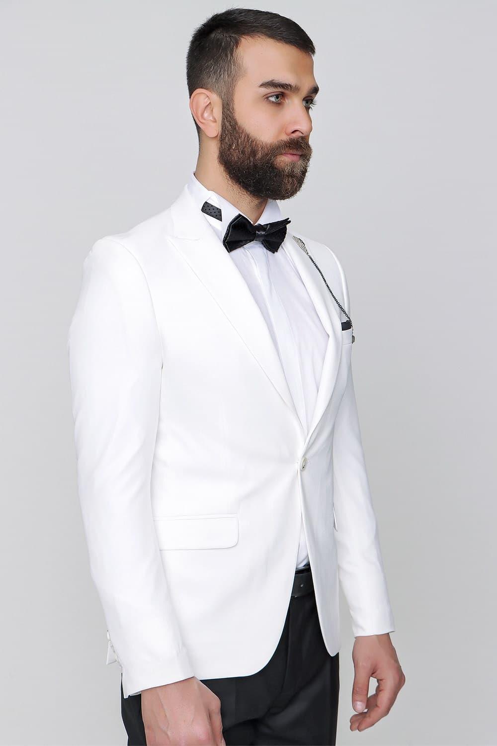 029 Slim Fit Krem Black Ceket