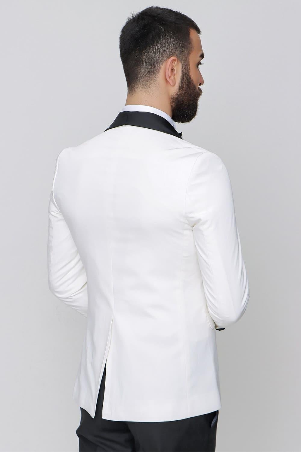 030 Slim Fit Krem Black Ceket