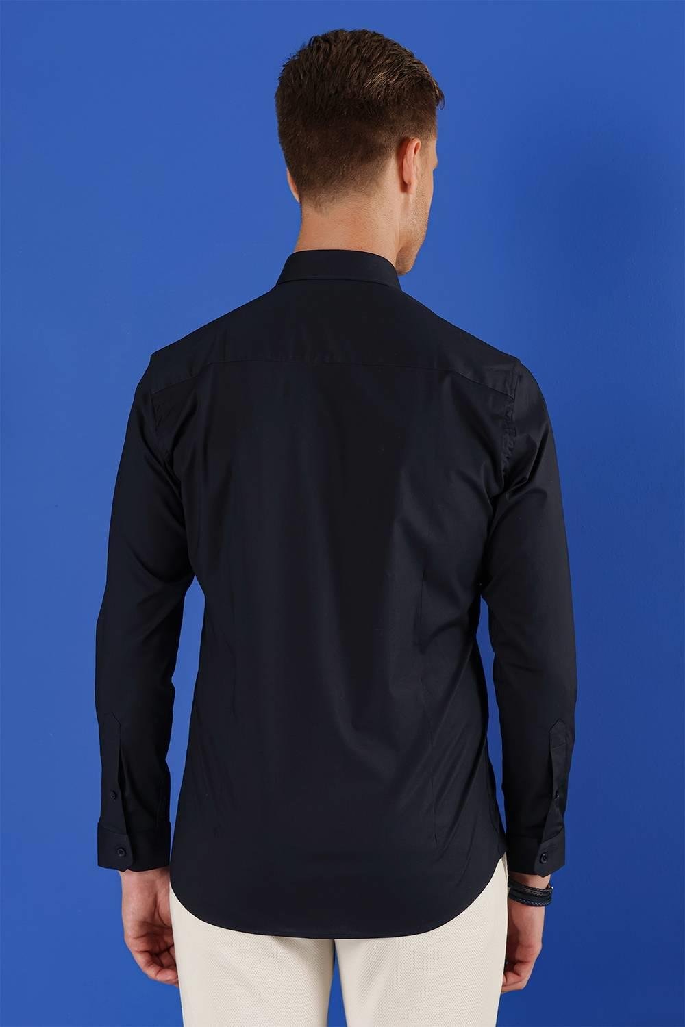 045 Slim Fit Lacivert Altro Gömlek