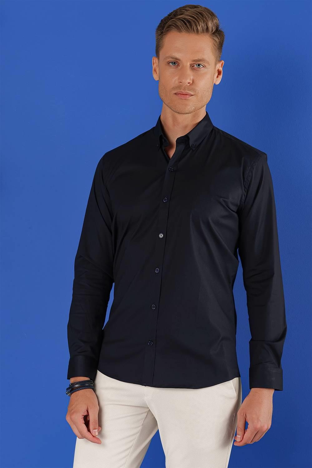 045 Slim Fit Lacivert Altro Gömlek